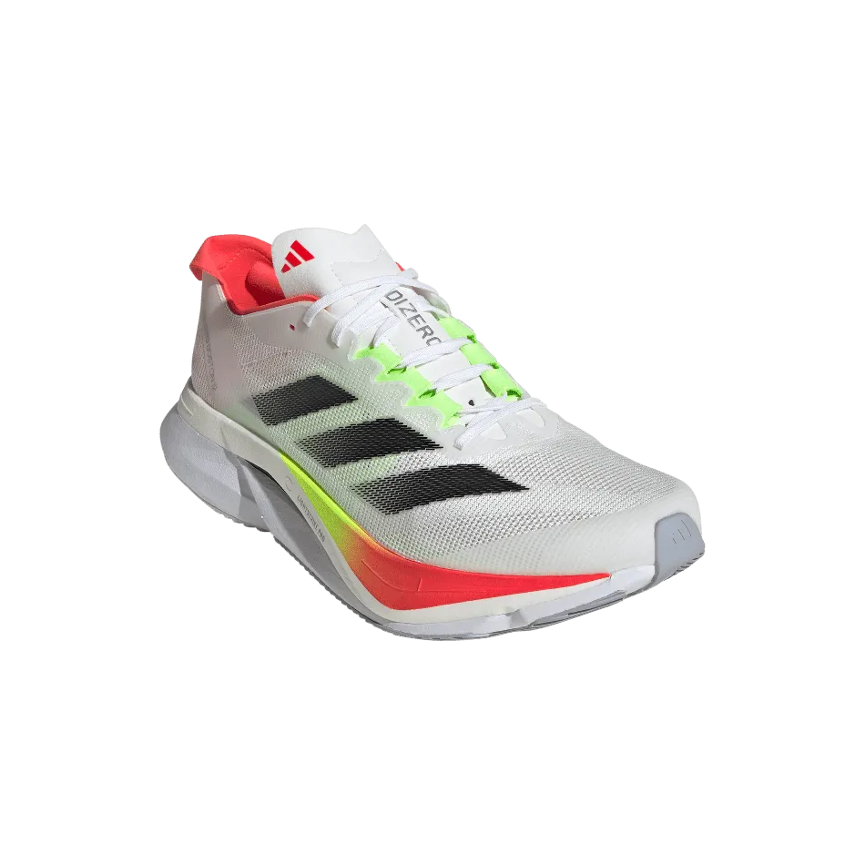 Chaussures de course Adidas Boston 12 pour Homme en FTWR Blanc/Noir de base/Rouge Lucide SS25