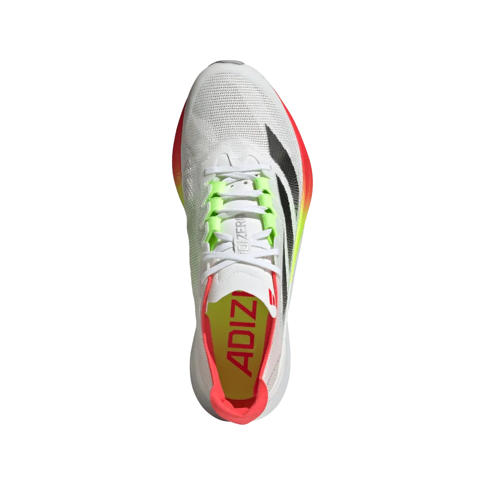 Chaussures de course Adidas Boston 12 pour Homme en FTWR Blanc/Noir de base/Rouge Lucide SS25