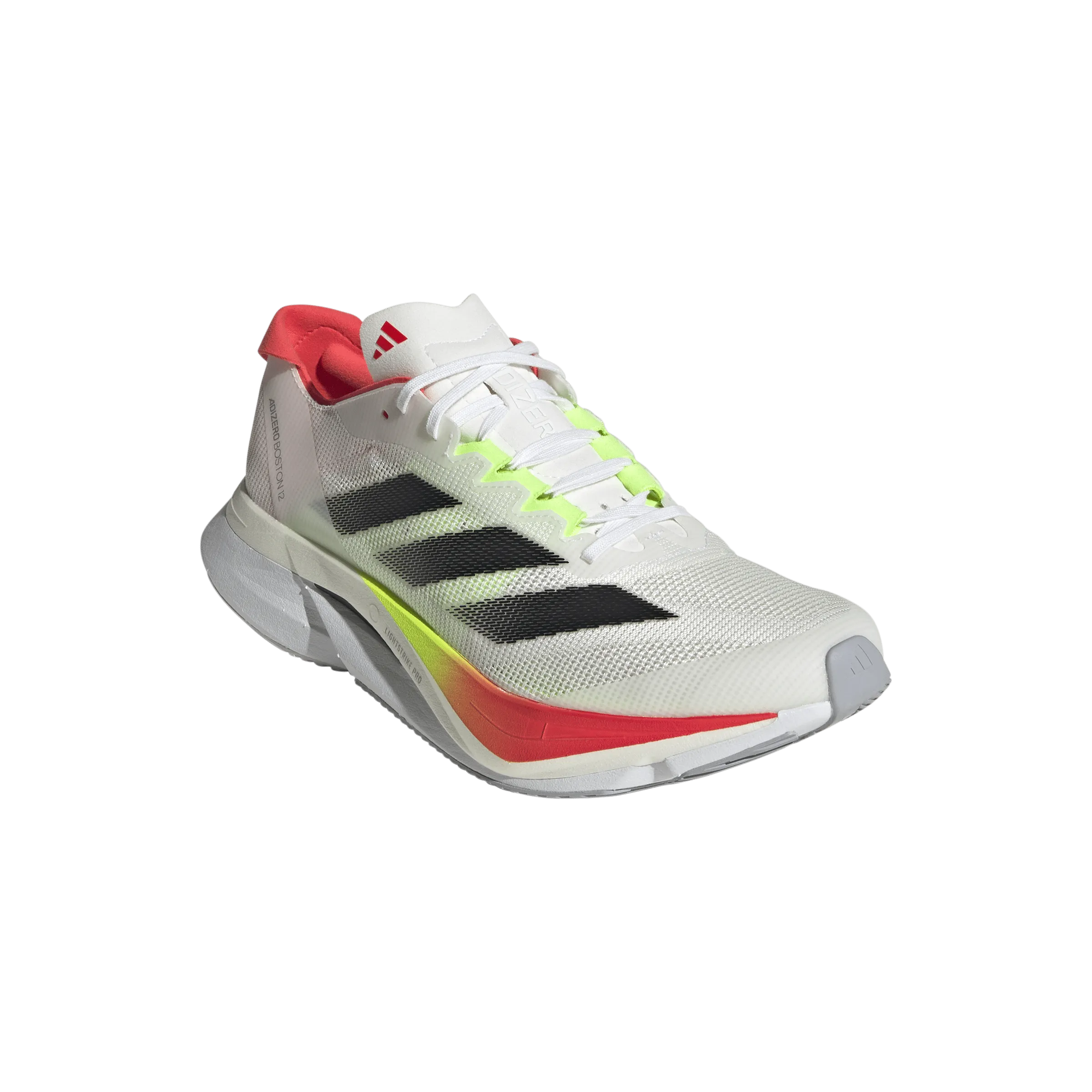 Chaussures de course Adidas Boston 12 pour Femme en FTWR Blanc/Noir de base/Rouge Lucide SS25