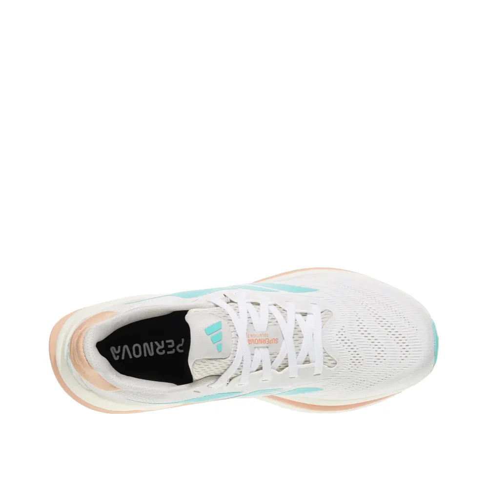 Adidas Supernova Solution 2 pour Femme en Blanc/Flash Aqua/Power Coral