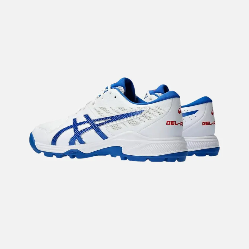 Chaussures de cricket Asics Gel-Peake 2 pour hommes - Blanc/Bleu thon