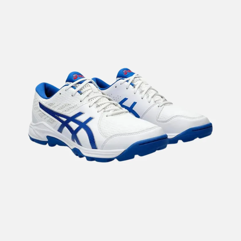Chaussures de cricket Asics Gel-Peake 2 pour hommes - Blanc/Bleu thon