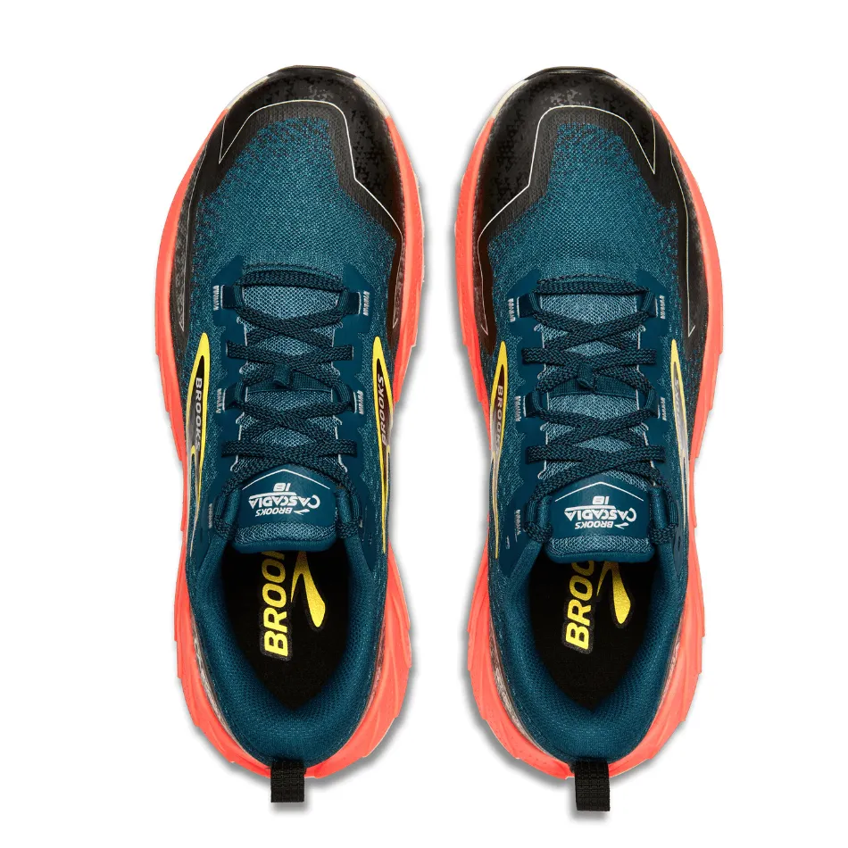 Chaussures de course Brooks Men's Cascadia 18 en Bleu Légion/Noir/Flamme SS25