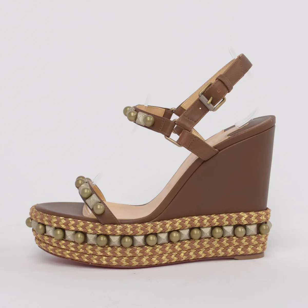 Christian Louboutin Escarpins Pyraclou à Clous Marron Taille 39.5