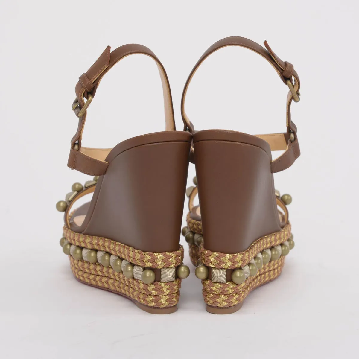 Christian Louboutin Escarpins Pyraclou à Clous Marron Taille 39.5
