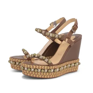 Christian Louboutin Escarpins Pyraclou à Clous Marron Taille 39.5