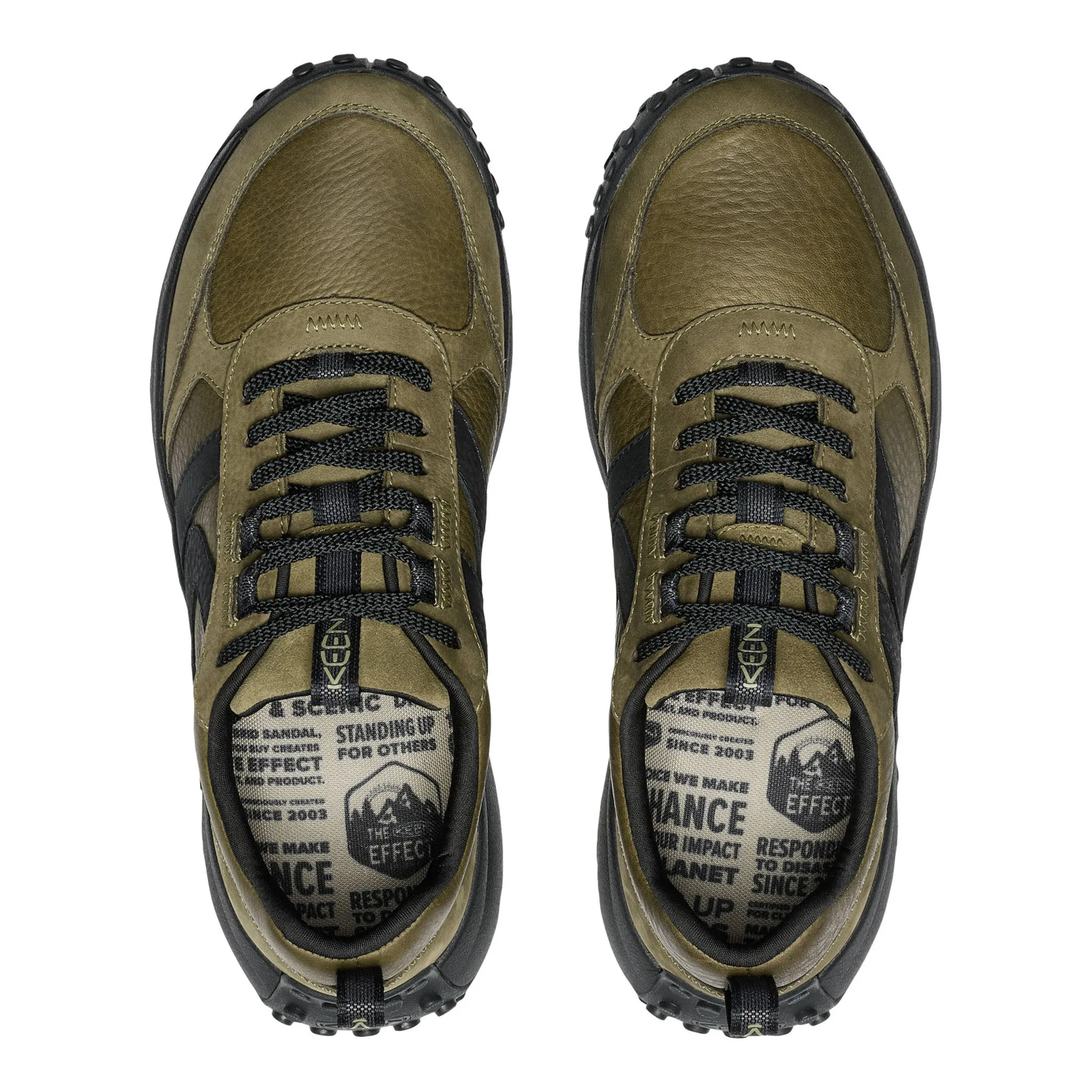 Baskets en cuir KS86 pour homme Vert olive foncé/Noir