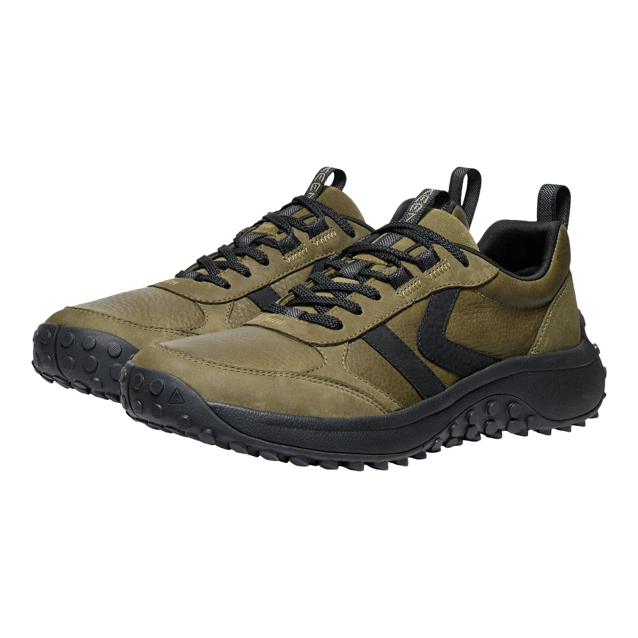Baskets en cuir KS86 pour homme Vert olive foncé/Noir