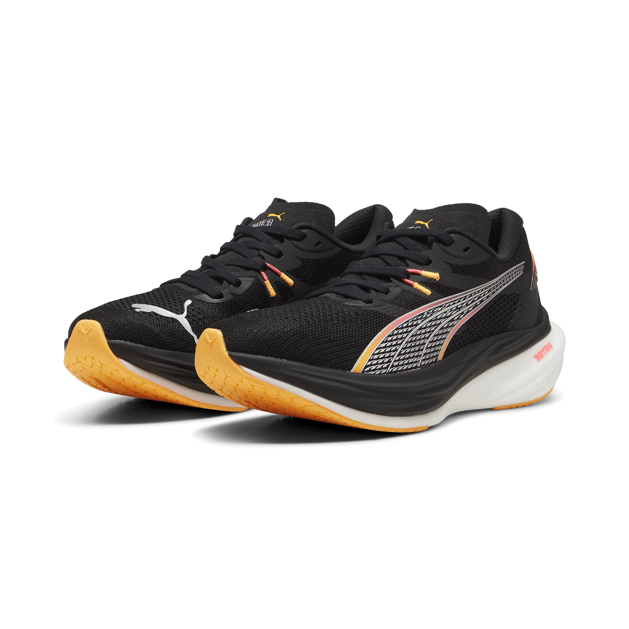 Chaussures de course Puma Deviate Nitro 3 pour Homme en Noir/Sun Stream AW24