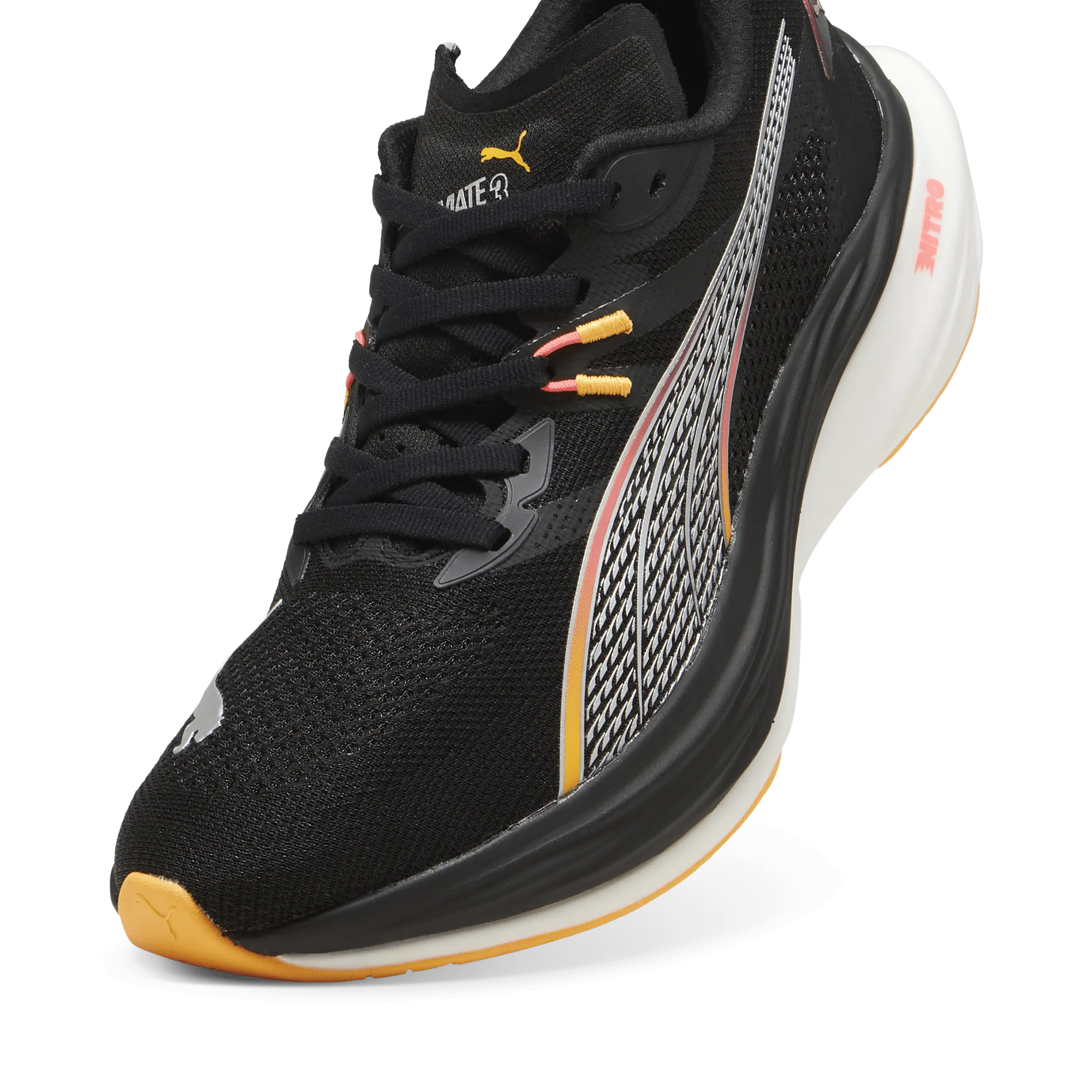 Chaussures de course Puma Deviate Nitro 3 pour Homme en Noir/Sun Stream AW24