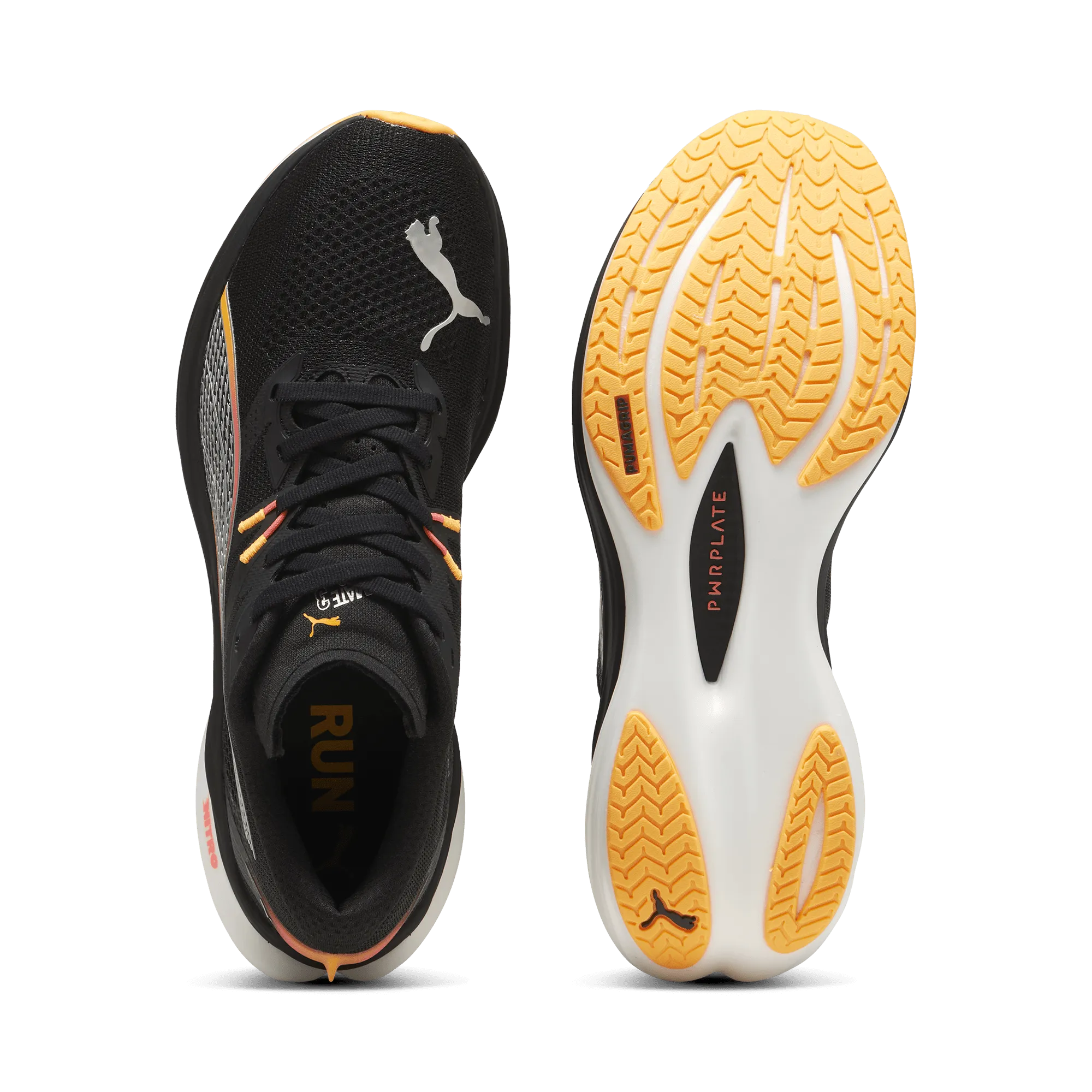 Chaussures de course Puma Deviate Nitro 3 pour Homme en Noir/Sun Stream AW24