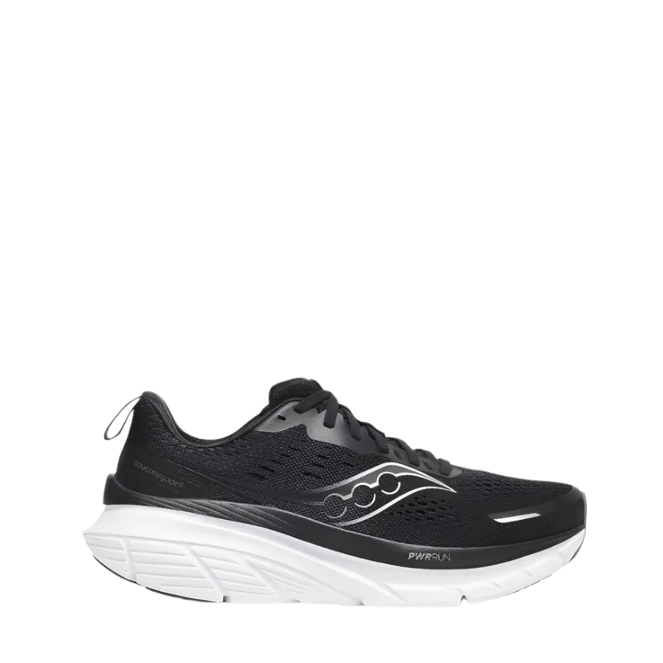 Chaussures de course Saucony Guide 18 pour Homme en Noir/Blanc SS25