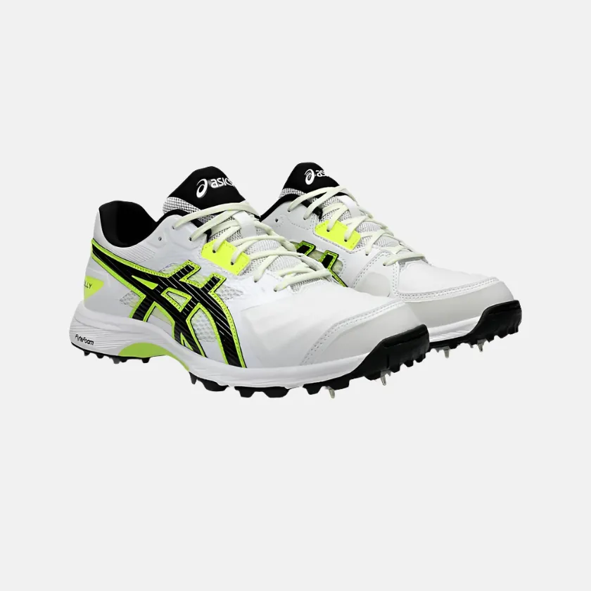 Chaussures de cricket Asics GEL-GULLY 7 pour hommes - Blanc/Jaune sécurité